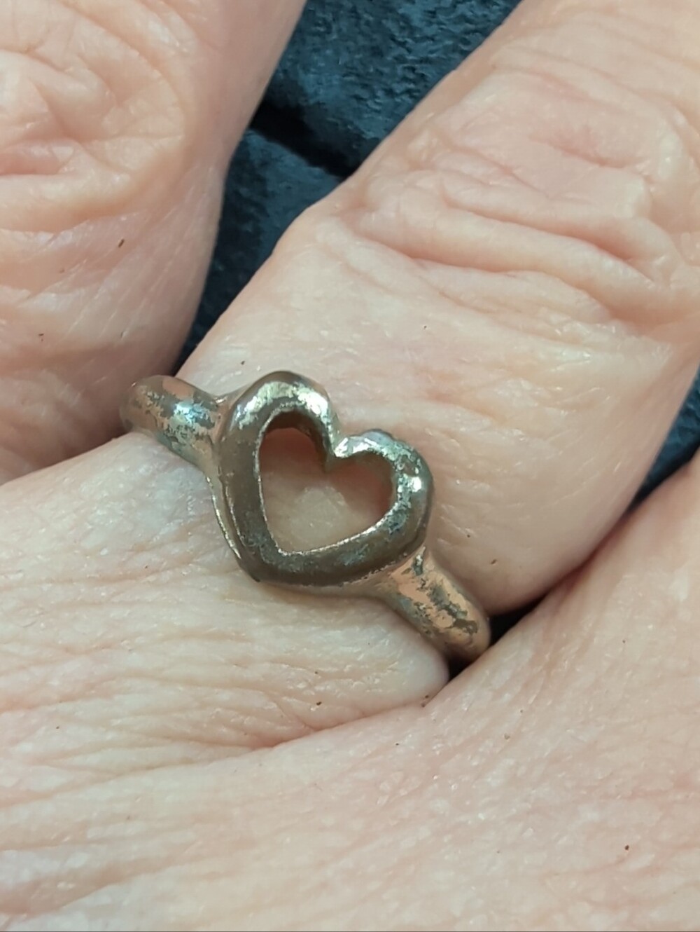Unique Vintage Silver Heart Outline Ring